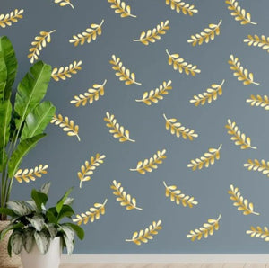 36 Shiny Golden Leaves Wall Sticker Decal For Living Room, Kitchen And Bedroom Home Decoration Item