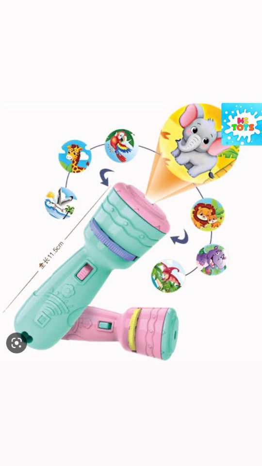 Baby Projector Torch 3 Cards Cartoon Projection Flashlight Children Early Education Toy (random Color )