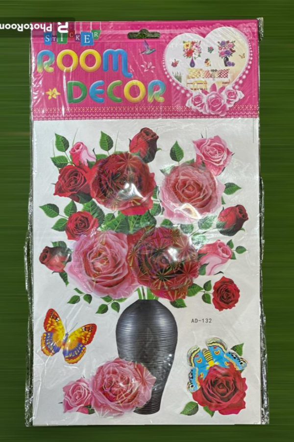Vase Flower Decorative Sticker Wall Sticker Pvc 7d 8d For Home Wall Decoration.(random Design)